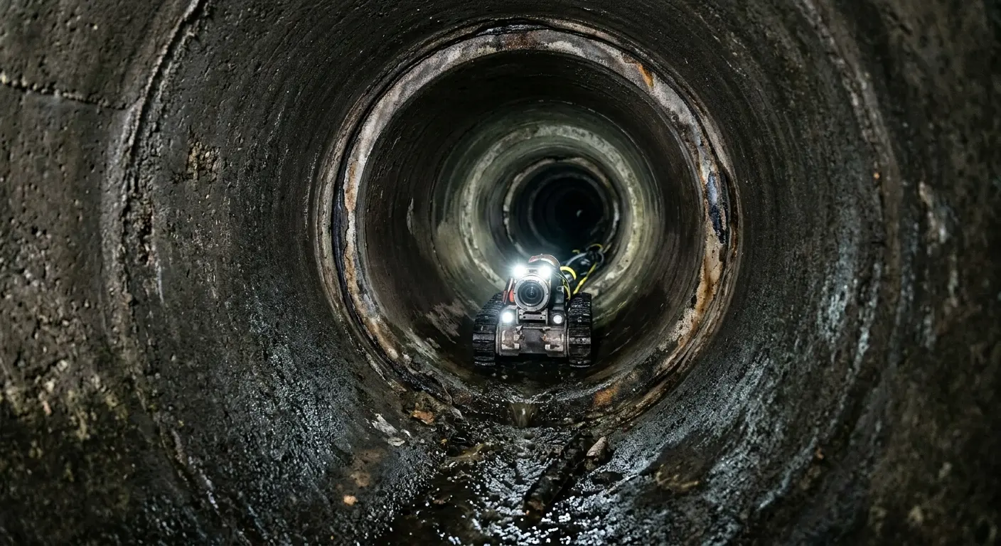 Robotic sewer camera inspecting pipe interior for Sewer Line Repair in Cloquet